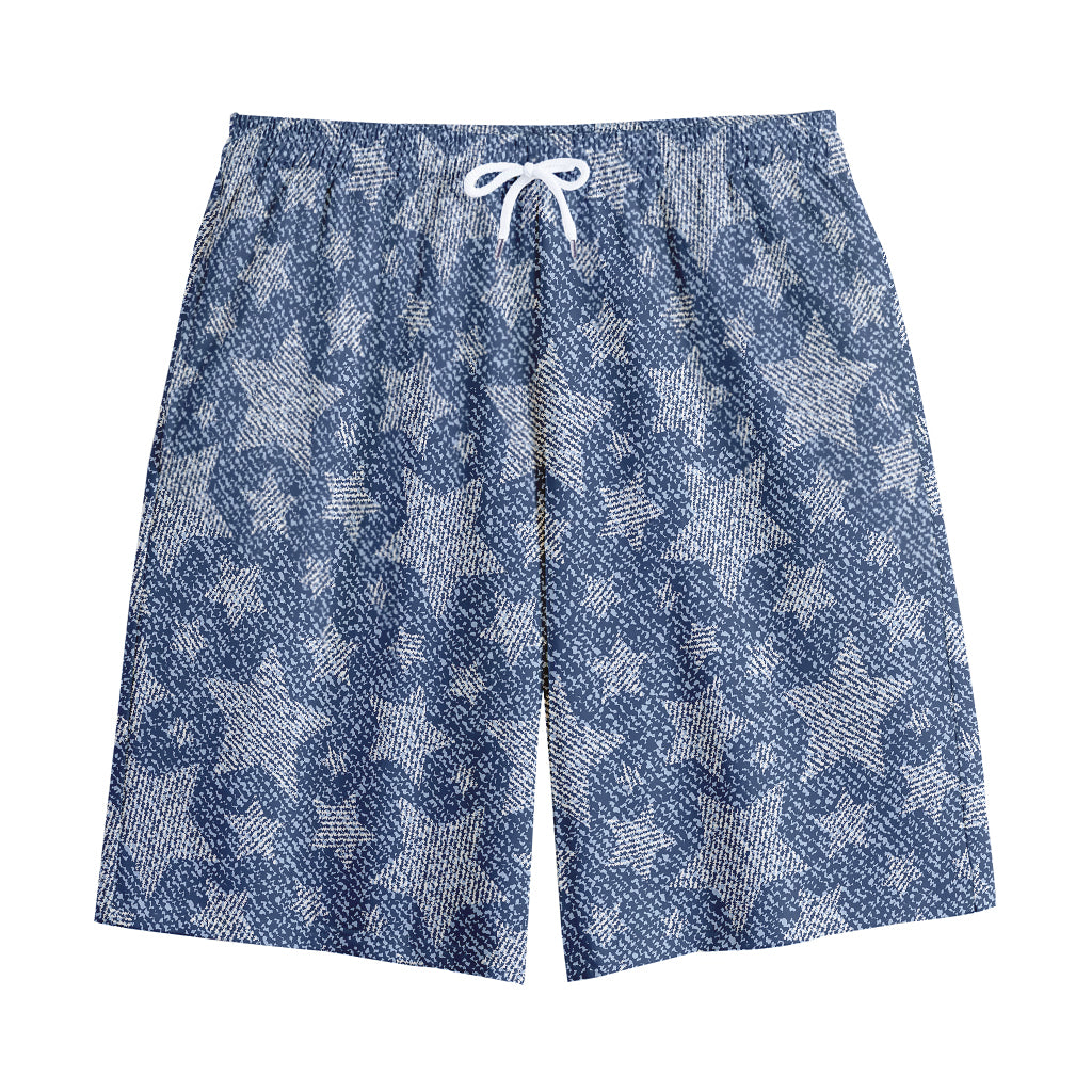 Star Denim Jeans Pattern Print Cotton Shorts