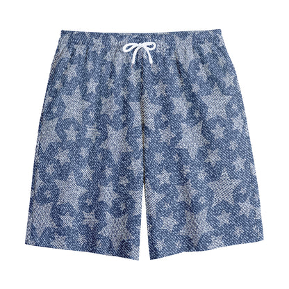 Star Denim Jeans Pattern Print Cotton Shorts
