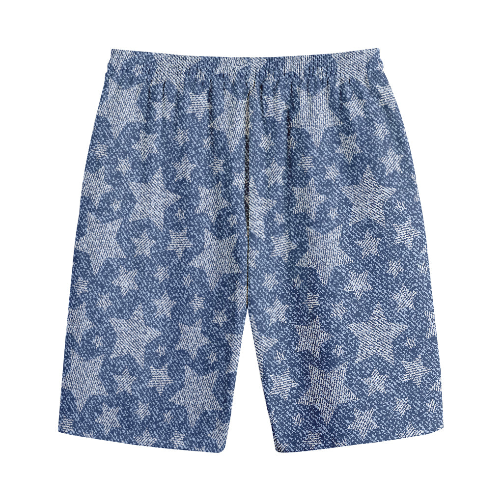 Star Denim Jeans Pattern Print Cotton Shorts
