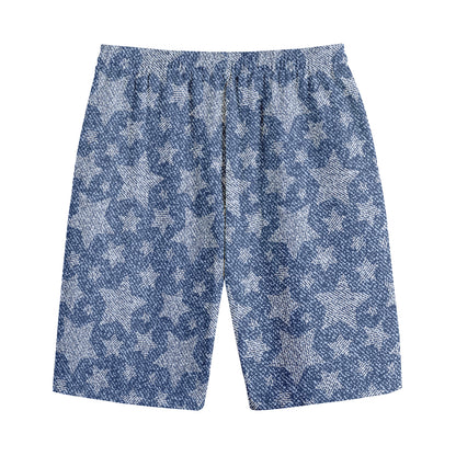 Star Denim Jeans Pattern Print Cotton Shorts