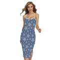 Star Denim Jeans Pattern Print Cross Back Cami Dress