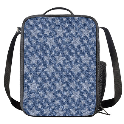 Star Denim Jeans Pattern Print Crossbody Lunch Bag