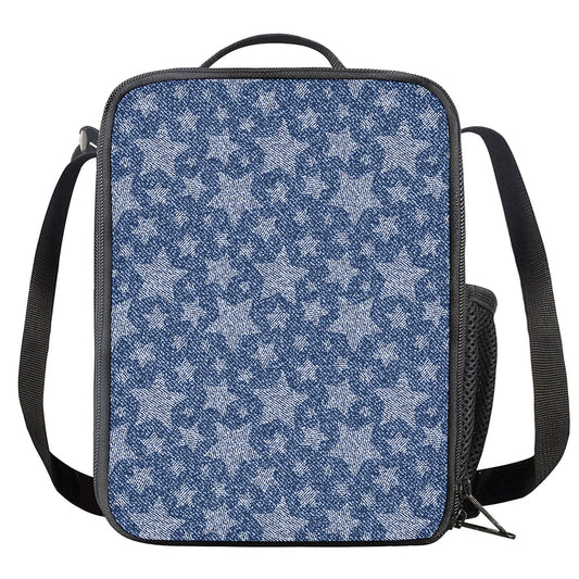 Star Denim Jeans Pattern Print Crossbody Lunch Bag