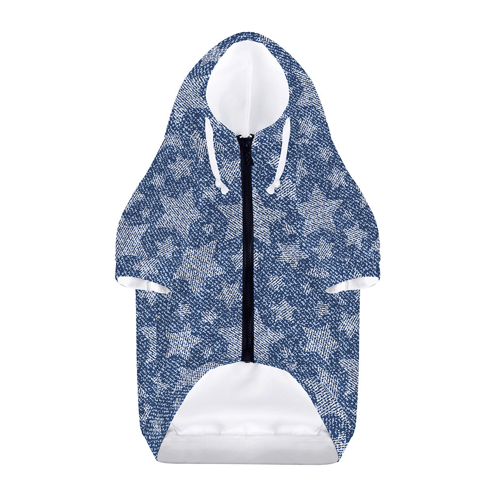 Star Denim Jeans Pattern Print Dog Zip Up Hoodie