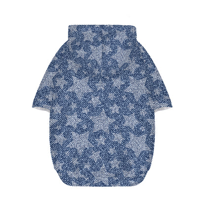 Star Denim Jeans Pattern Print Dog Zip Up Hoodie
