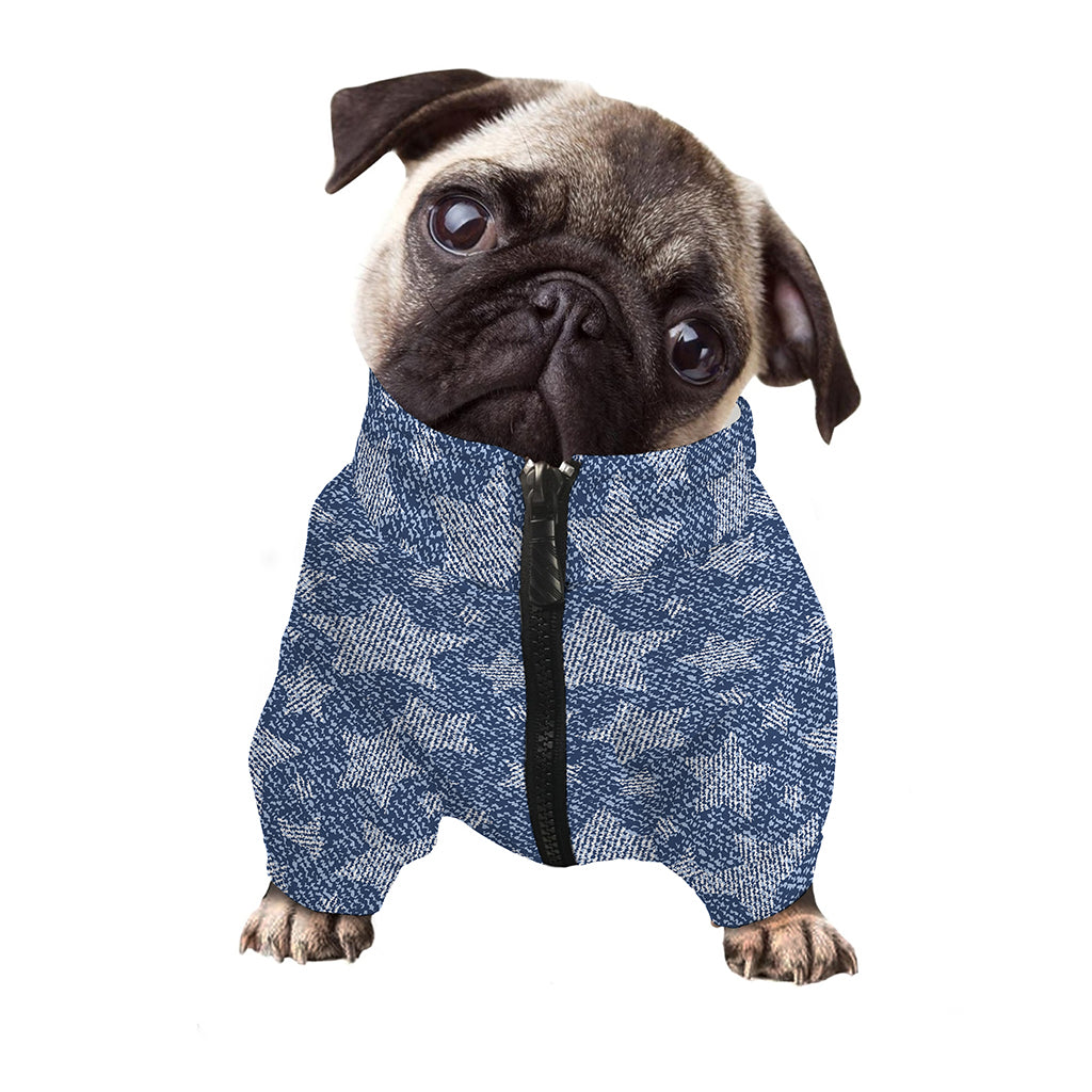 Star Denim Jeans Pattern Print Dog Zip Up Jacket