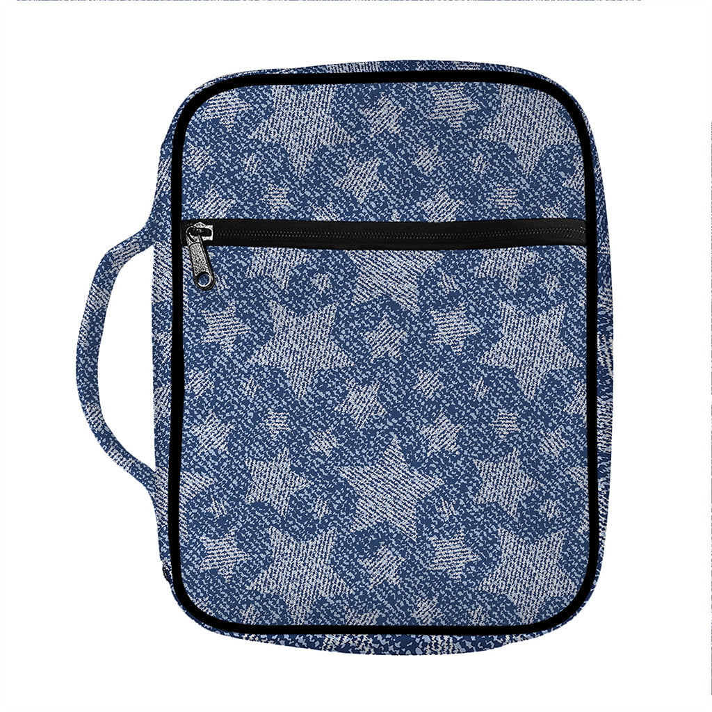 Star Denim Jeans Pattern Print Front Pocket Bible Bag