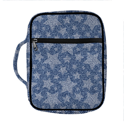 Star Denim Jeans Pattern Print Front Pocket Bible Bag