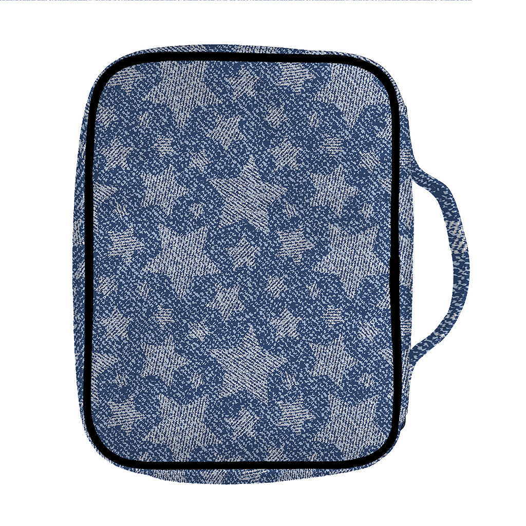 Star Denim Jeans Pattern Print Front Pocket Bible Bag