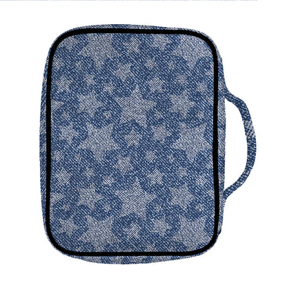 Star Denim Jeans Pattern Print Front Pocket Bible Bag