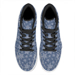 Star Denim Jeans Pattern Print High Top Leather Sneakers