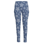 Star Denim Jeans Pattern Print High-Waisted Pocket Leggings
