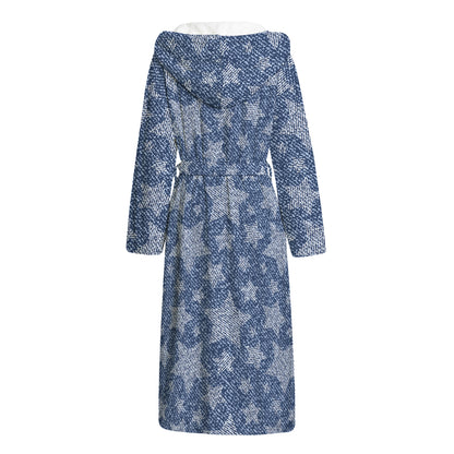 Star Denim Jeans Pattern Print Hooded Bathrobe