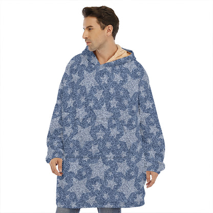 Star Denim Jeans Pattern Print Hoodie Blanket