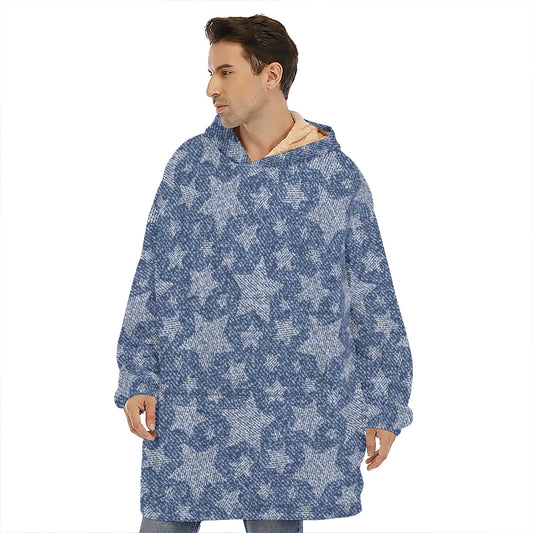 Star Denim Jeans Pattern Print Hoodie Blanket