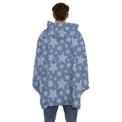 Star Denim Jeans Pattern Print Hoodie Blanket