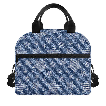 Star Denim Jeans Pattern Print Insulated Lunch Bag