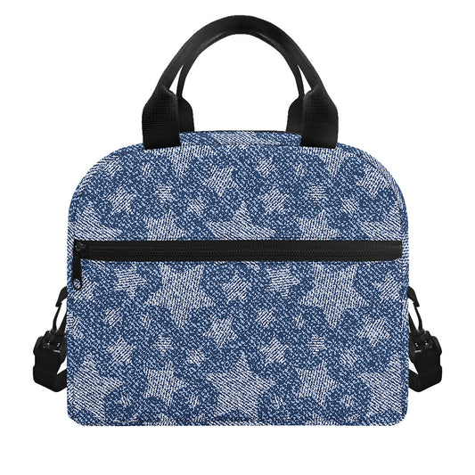 Star Denim Jeans Pattern Print Insulated Lunch Bag