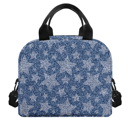 Star Denim Jeans Pattern Print Insulated Lunch Bag