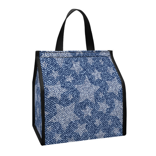 Star Denim Jeans Pattern Print Insulated Lunch Tote