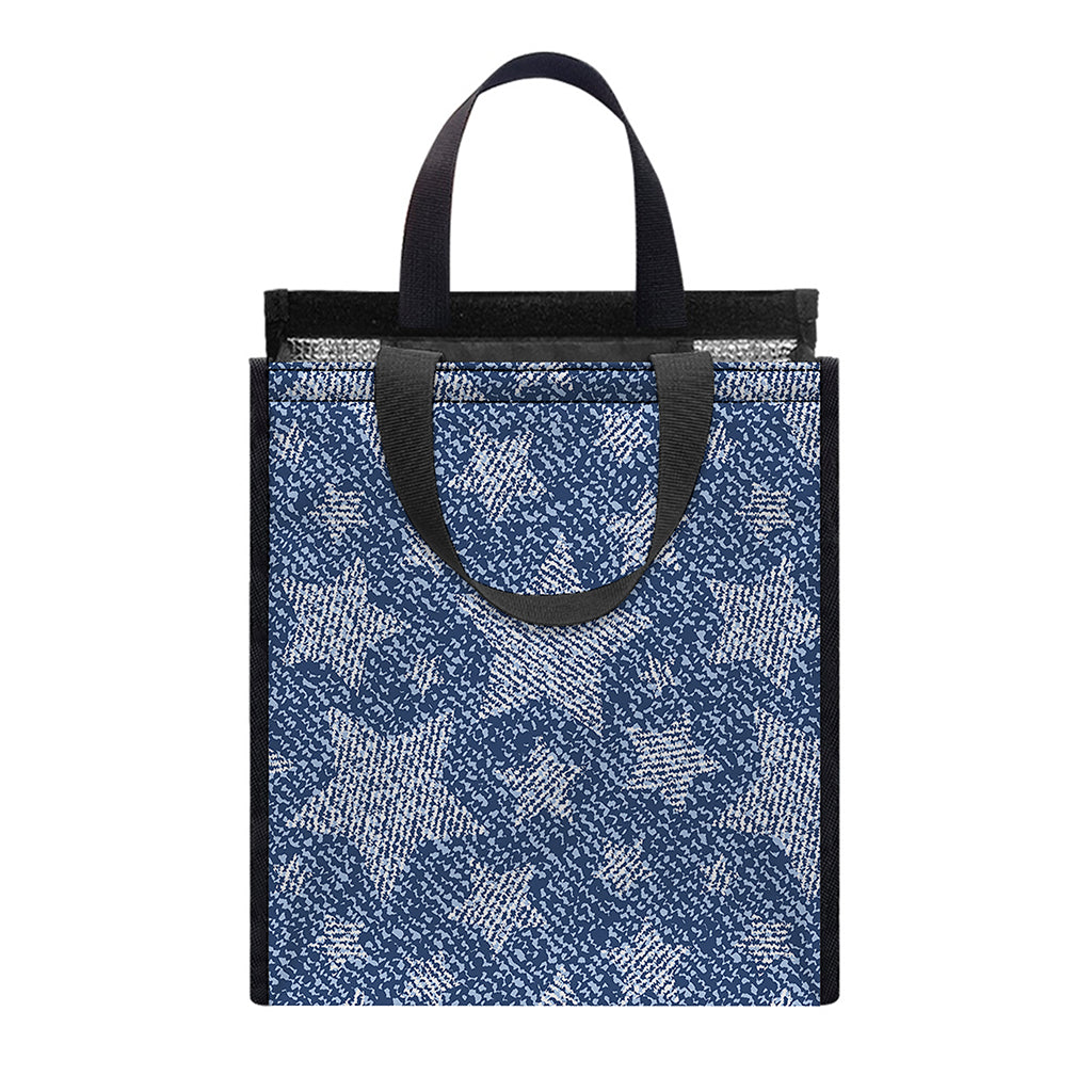 Star Denim Jeans Pattern Print Insulated Lunch Tote
