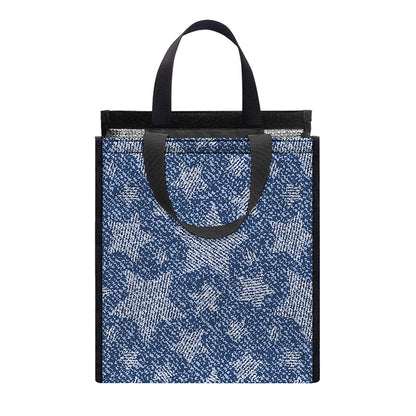 Star Denim Jeans Pattern Print Insulated Lunch Tote