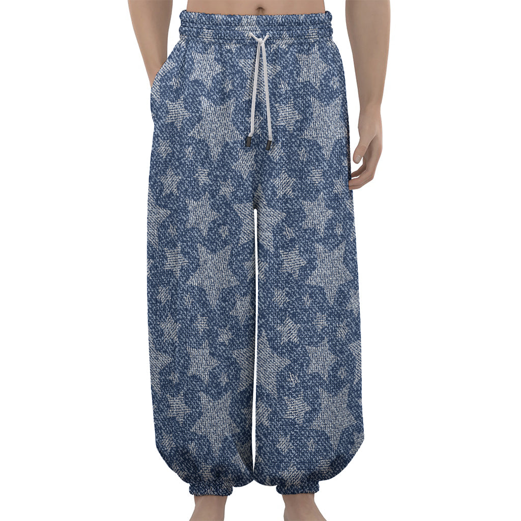 Star Denim Jeans Pattern Print Lantern Pants