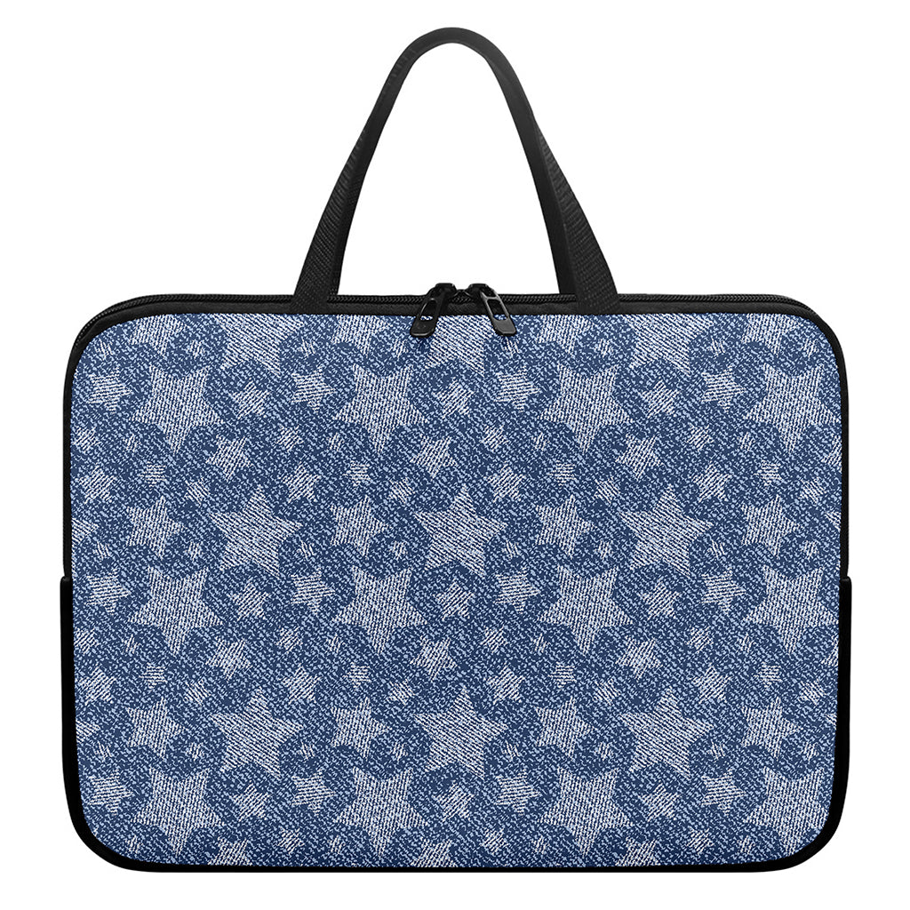 Star Denim Jeans Pattern Print Laptop Sleeve With Handle