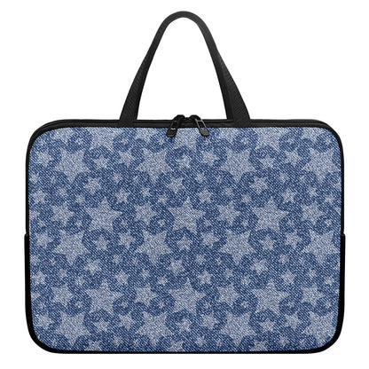 Star Denim Jeans Pattern Print Laptop Sleeve With Handle