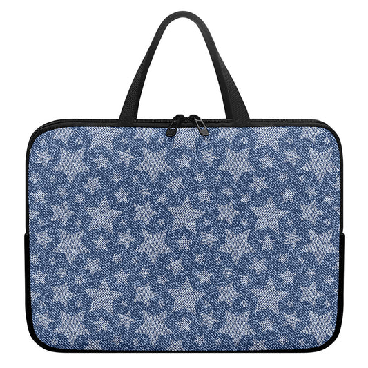 Star Denim Jeans Pattern Print Laptop Sleeve With Handle
