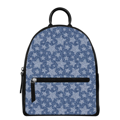Star Denim Jeans Pattern Print Leather Backpack