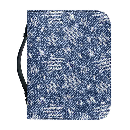 Star Denim Jeans Pattern Print Leather Bible Cover