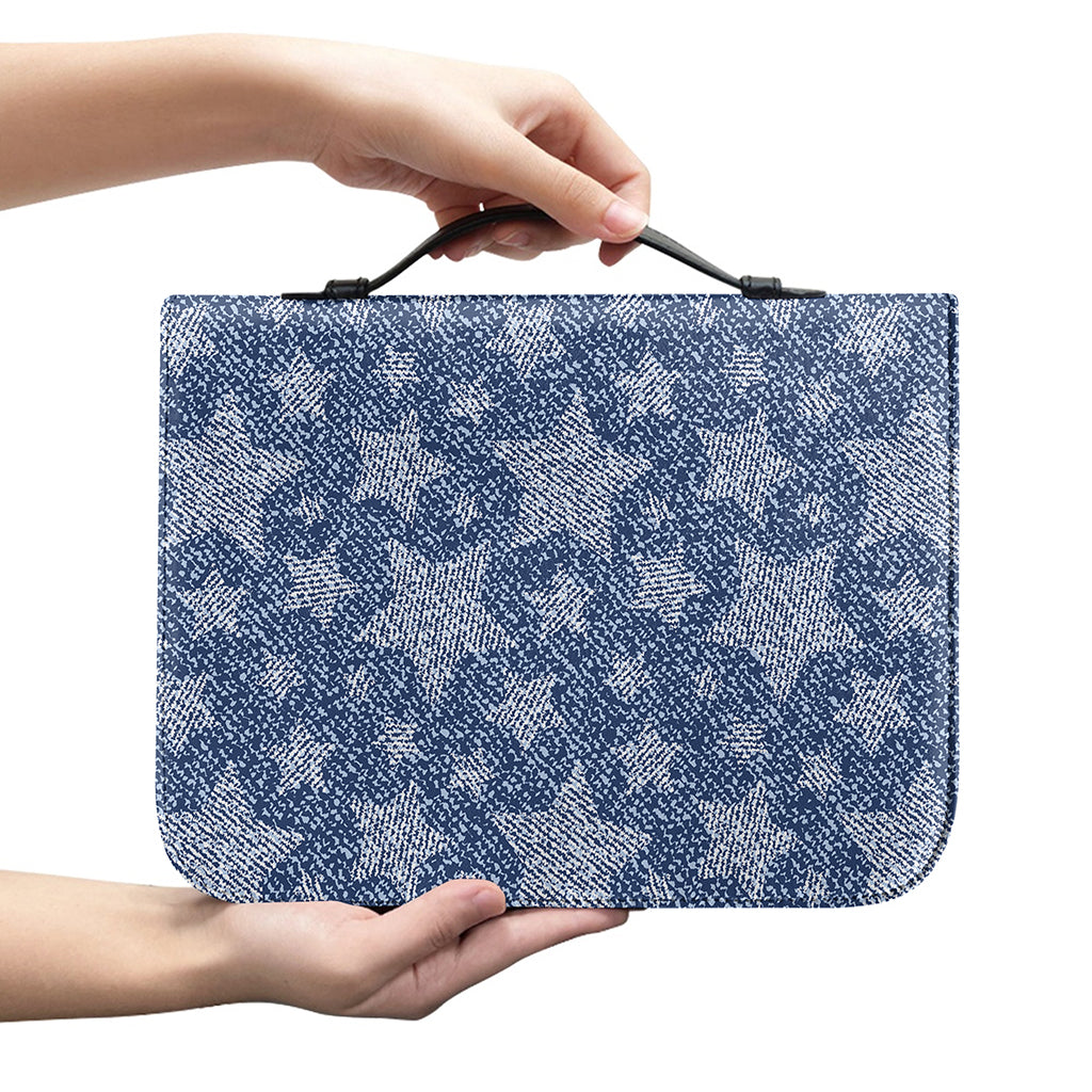 Star Denim Jeans Pattern Print Leather Bible Cover