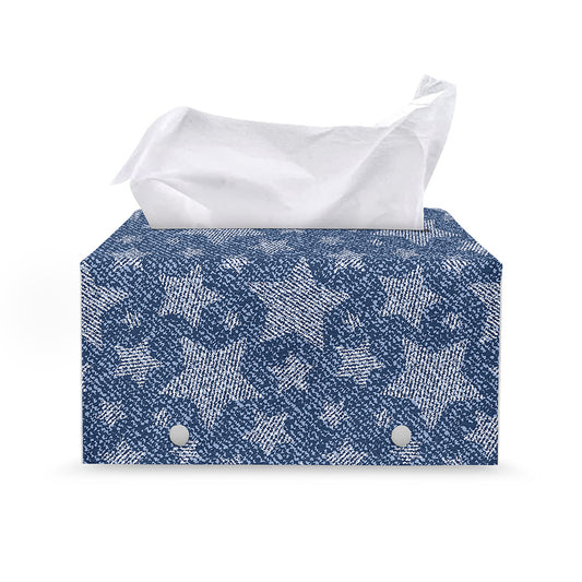 Star Denim Jeans Pattern Print Leather Tissue Box Cover