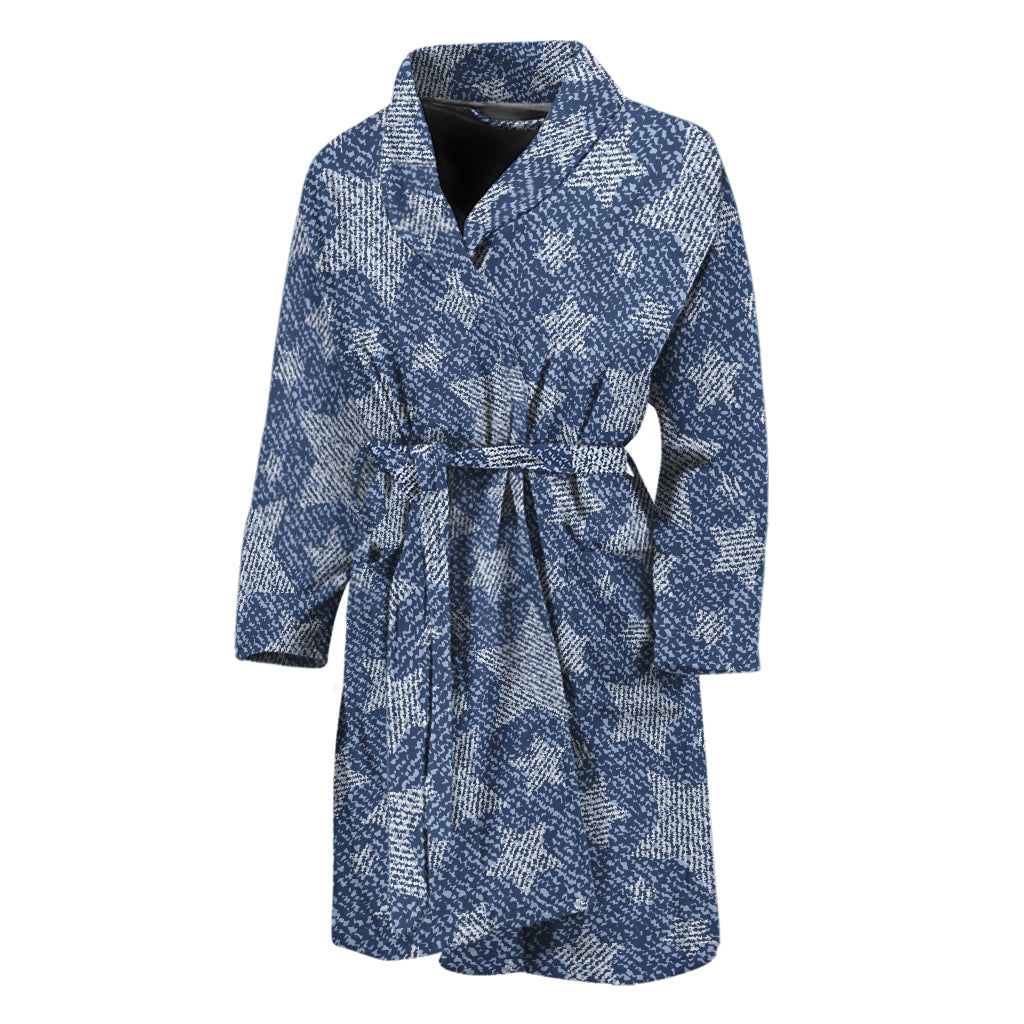 Star Denim Jeans Pattern Print Men's Bathrobe