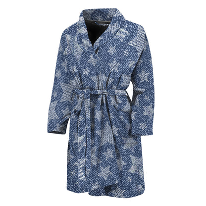 Star Denim Jeans Pattern Print Men's Bathrobe