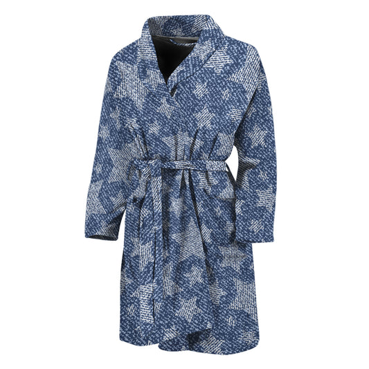 Star Denim Jeans Pattern Print Men's Bathrobe