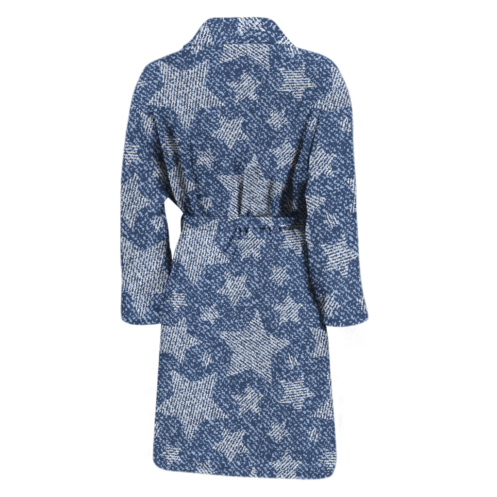 Star Denim Jeans Pattern Print Men's Bathrobe