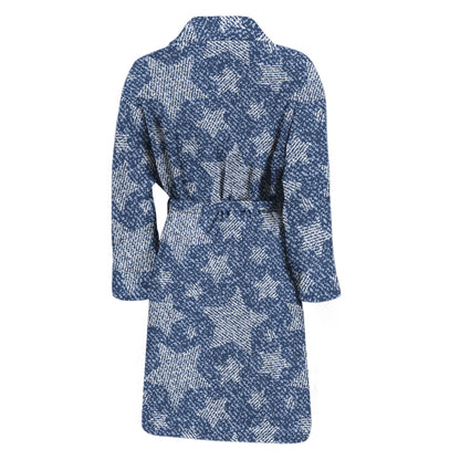 Star Denim Jeans Pattern Print Men's Bathrobe