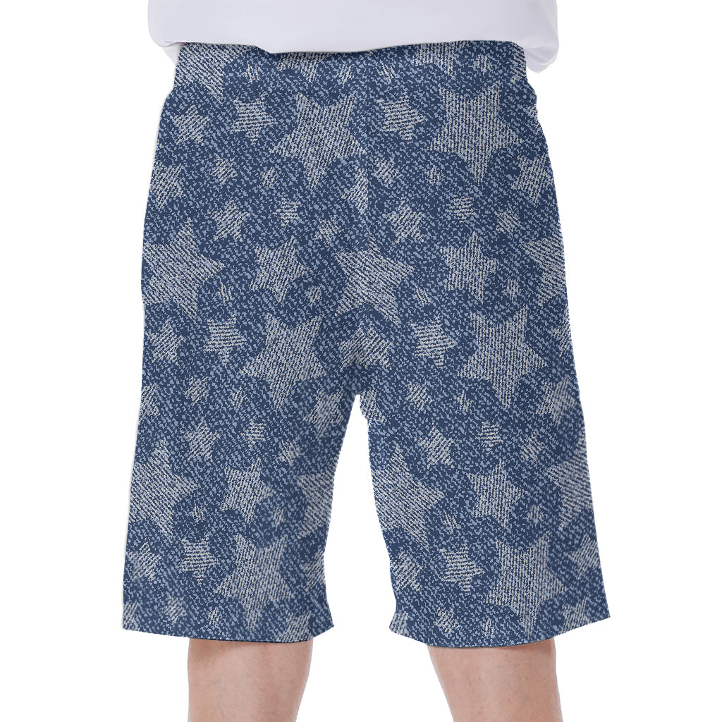 Star Denim Jeans Pattern Print Men's Beach Shorts