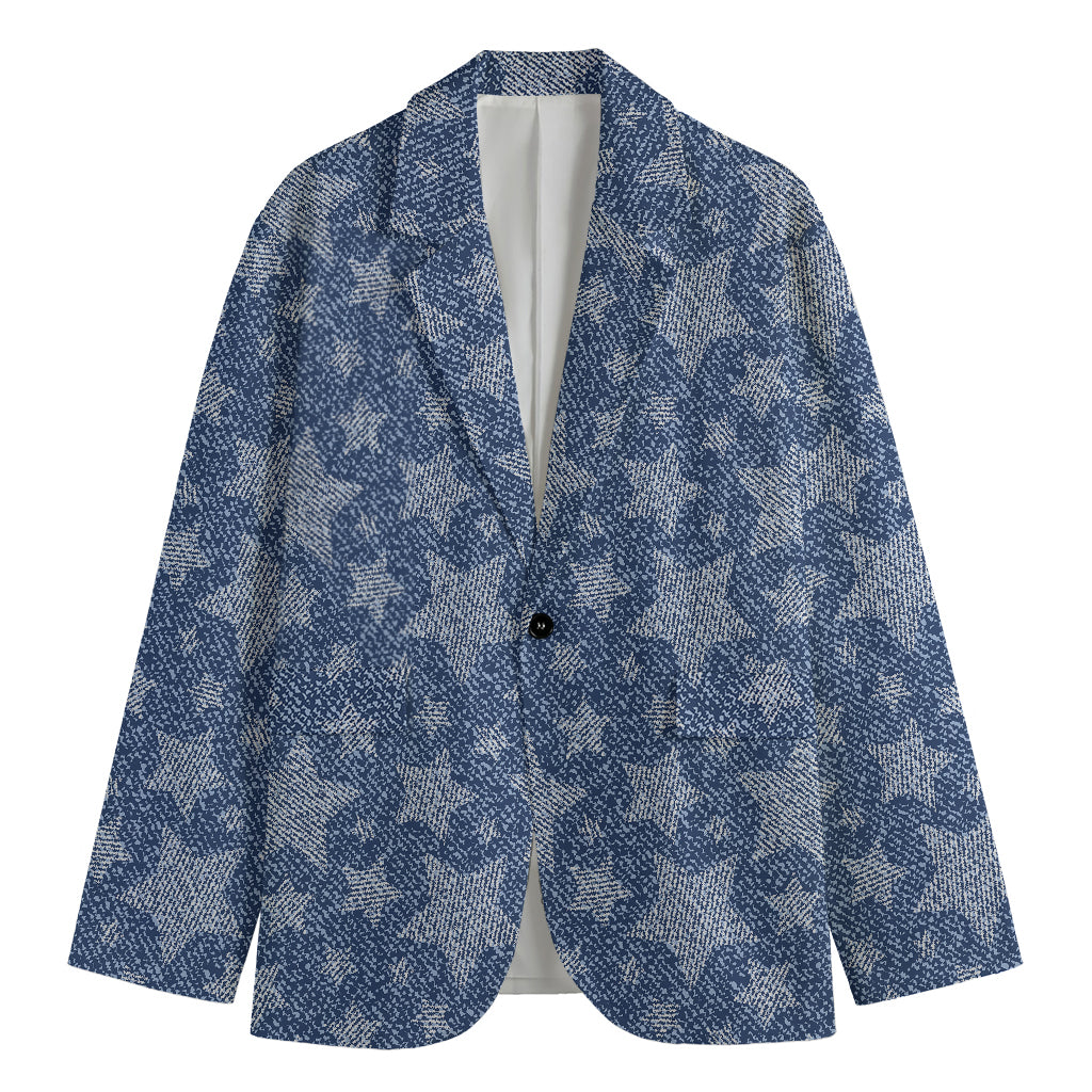 Star Denim Jeans Pattern Print Men's Blazer