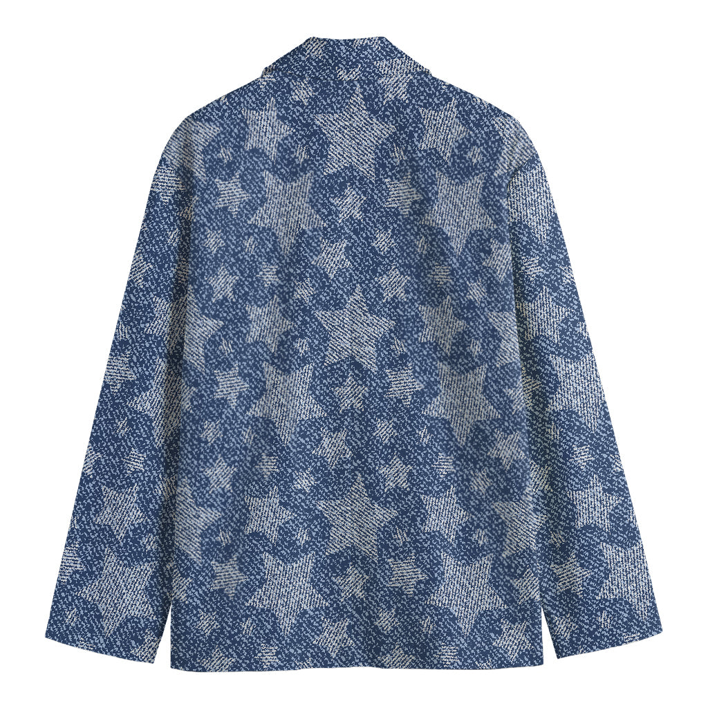 Star Denim Jeans Pattern Print Men's Cotton Blazer