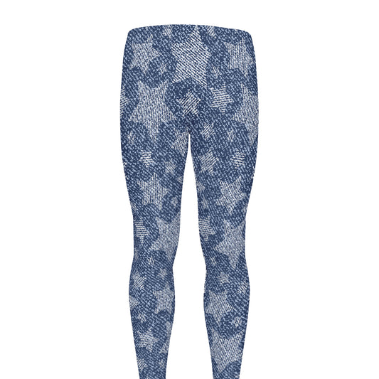 Star Denim Jeans Pattern Print Men's leggings