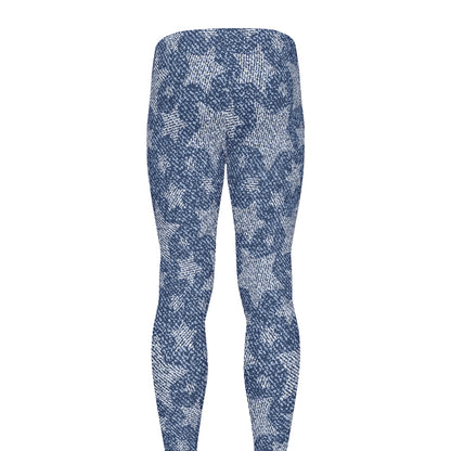 Star Denim Jeans Pattern Print Men's leggings