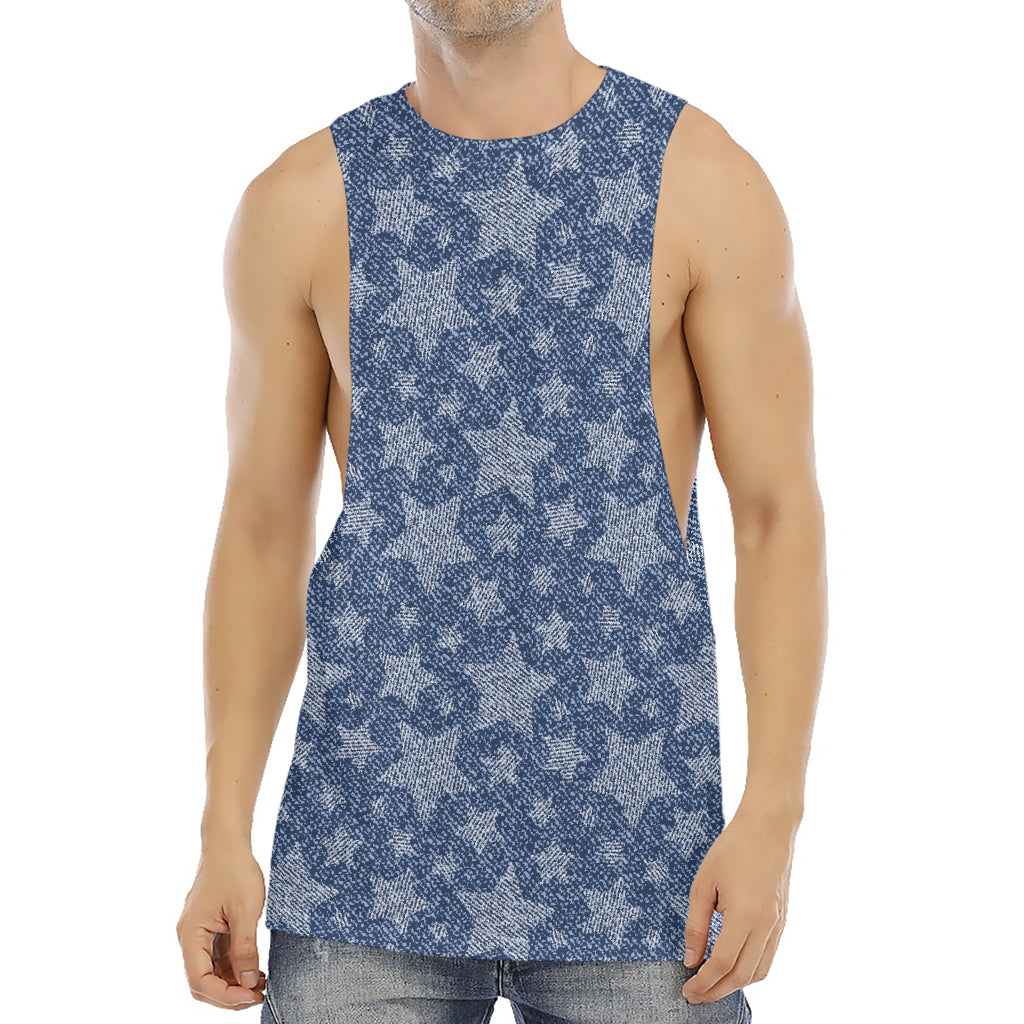 Star Denim Jeans Pattern Print Men's Muscle Tank Top