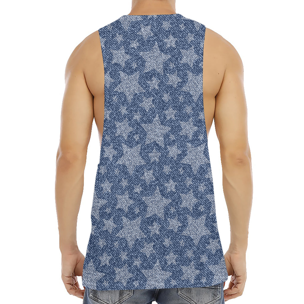 Star Denim Jeans Pattern Print Men's Muscle Tank Top