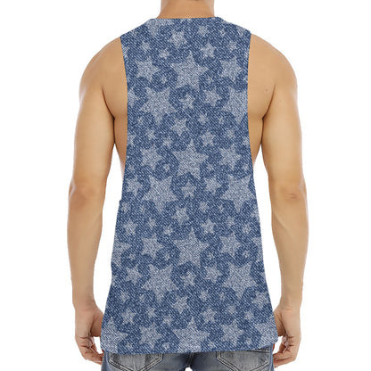 Star Denim Jeans Pattern Print Men's Muscle Tank Top