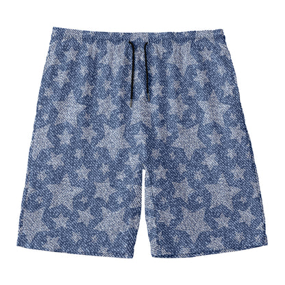 Star Denim Jeans Pattern Print Men's Swim Trunks