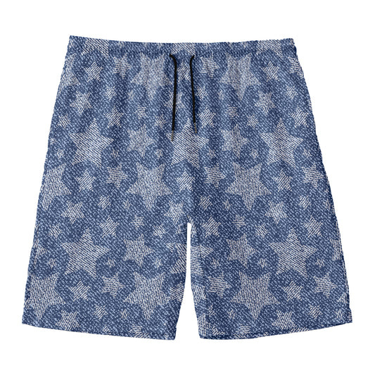 Star Denim Jeans Pattern Print Men's Swim Trunks