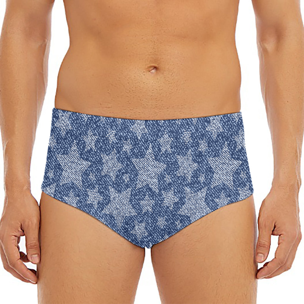 Star Denim Jeans Pattern Print Men's Triangle Swim Briefs